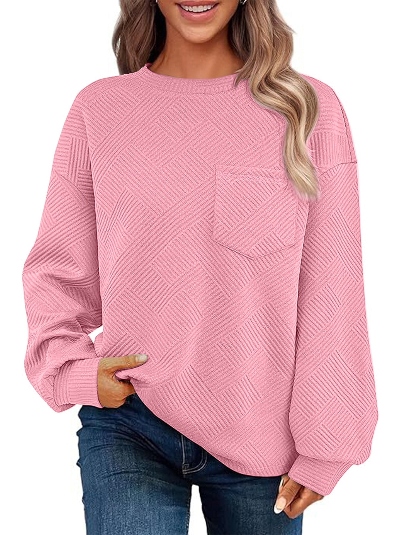 Women’s Textured Jumper | Casual Style with Pocket