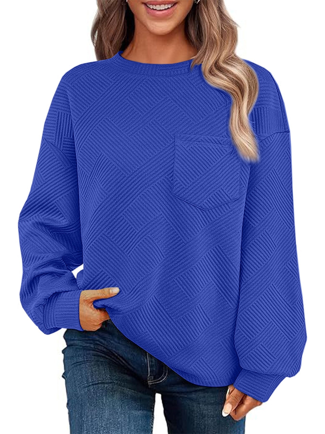 Women’s Textured Jumper | Casual Style with Pocket