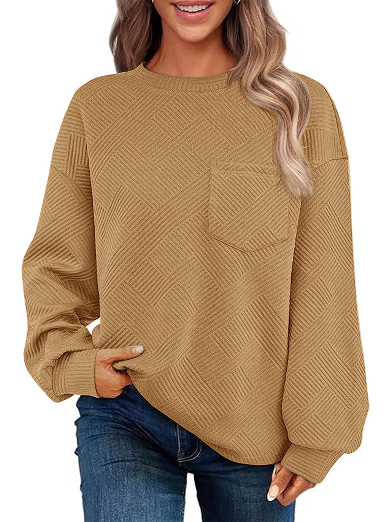 Women’s Textured Jumper | Casual Style with Pocket