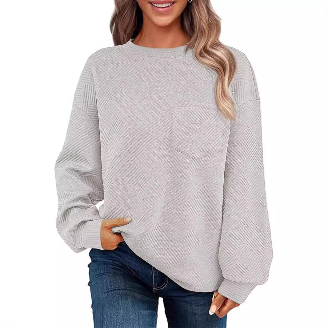 Women’s Textured Jumper | Casual Style with Pocket