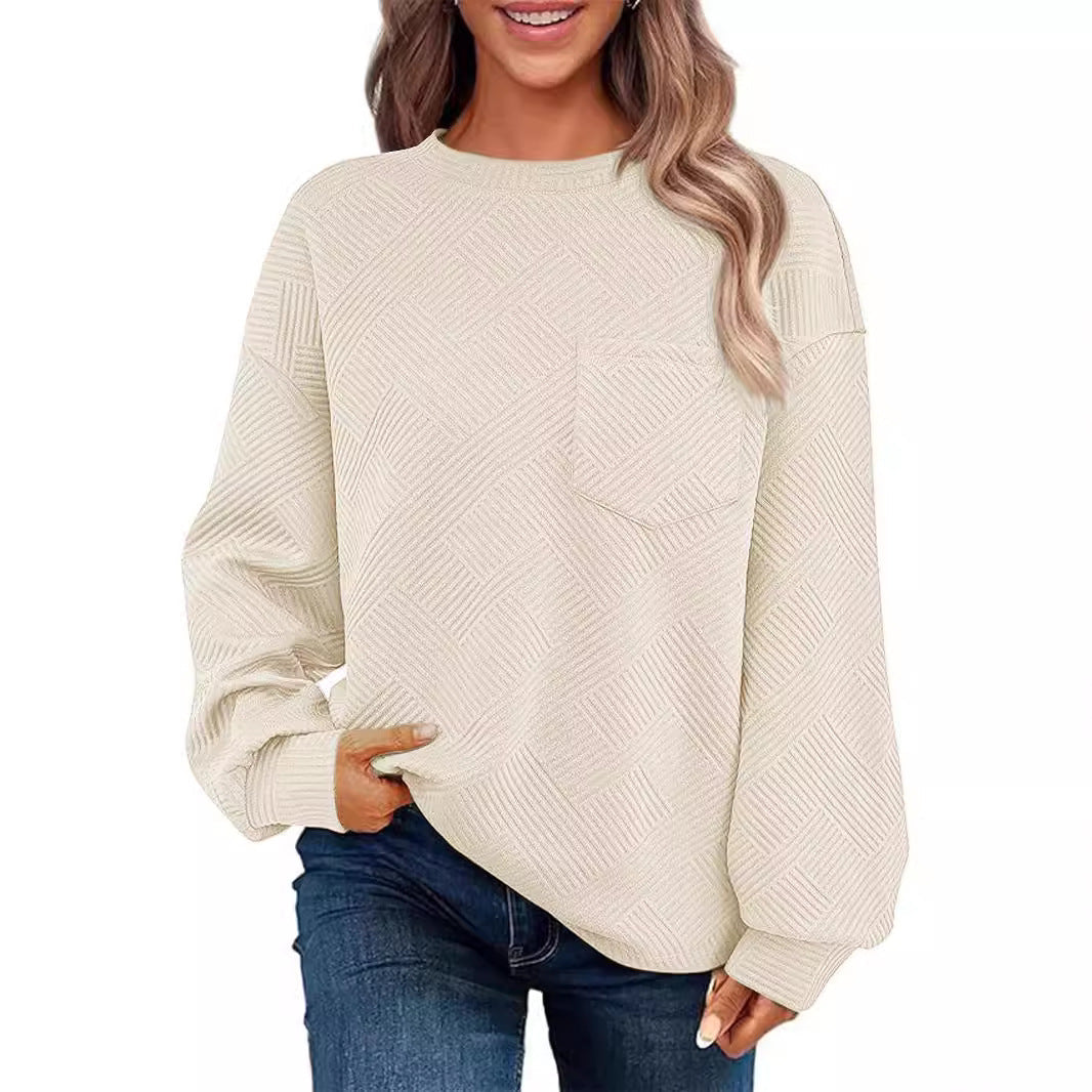 Women’s Textured Jumper | Casual Style with Pocket