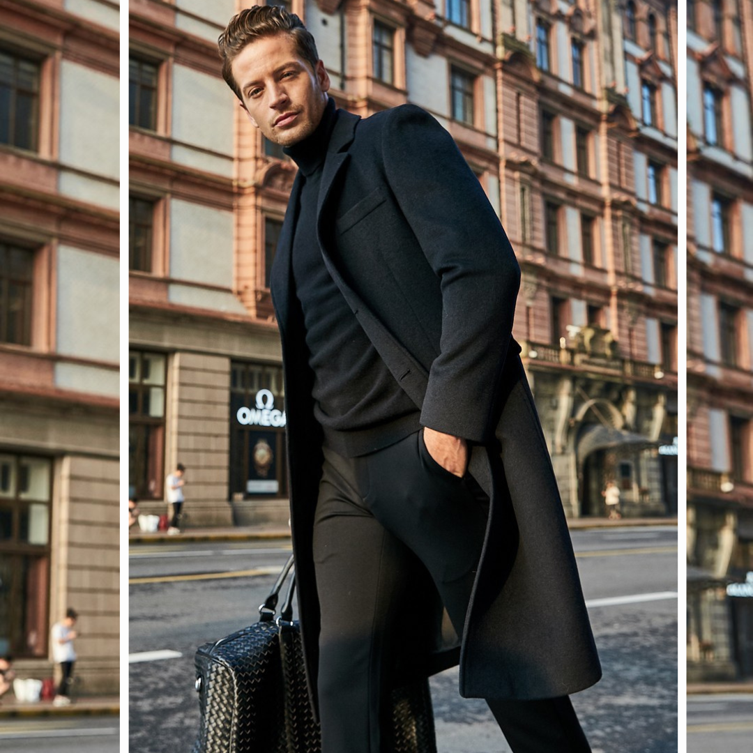 Men’s Stylish Winter Overcoat with Notched Collar | Refined