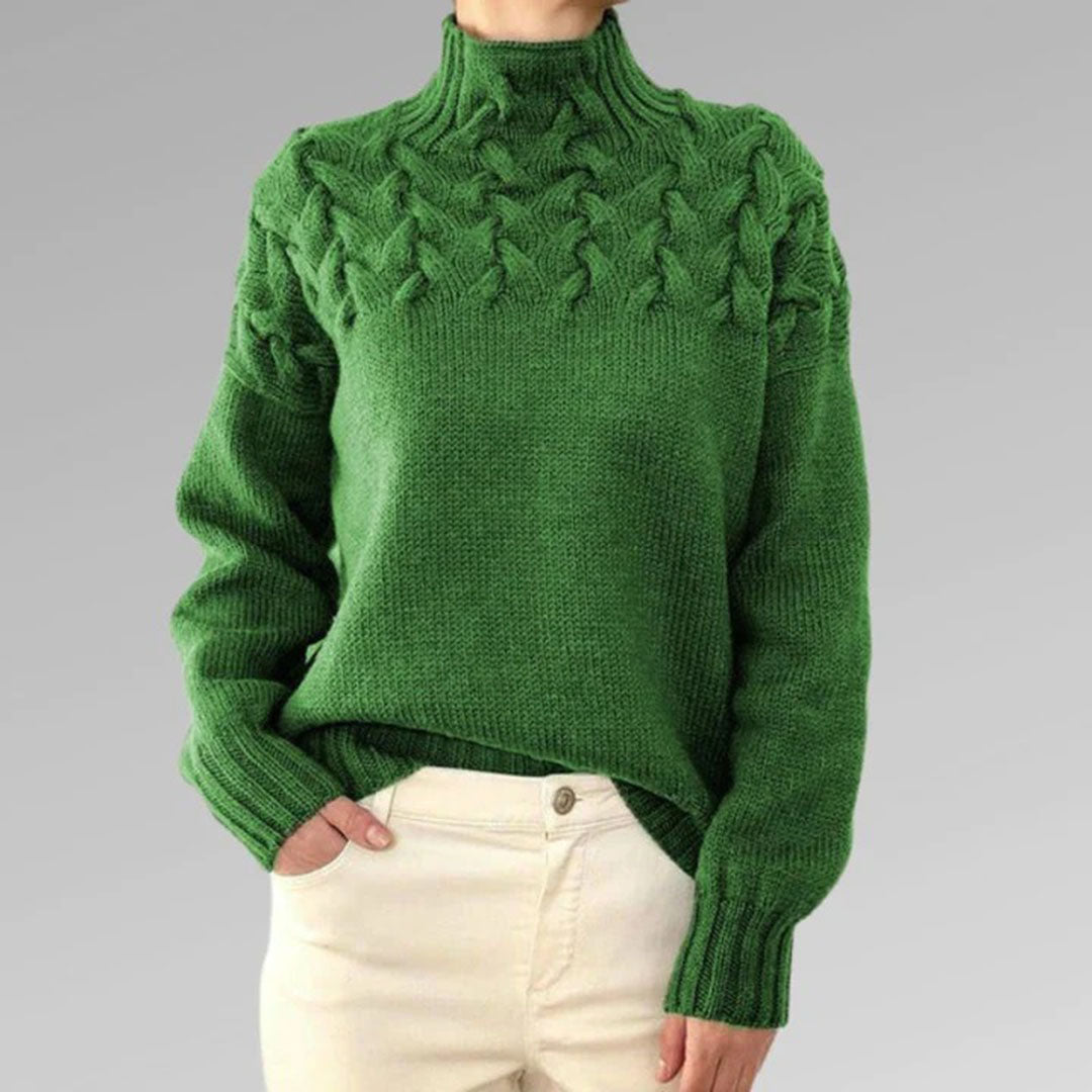 Women's Textured Knitted Jumper | Funnel Collar