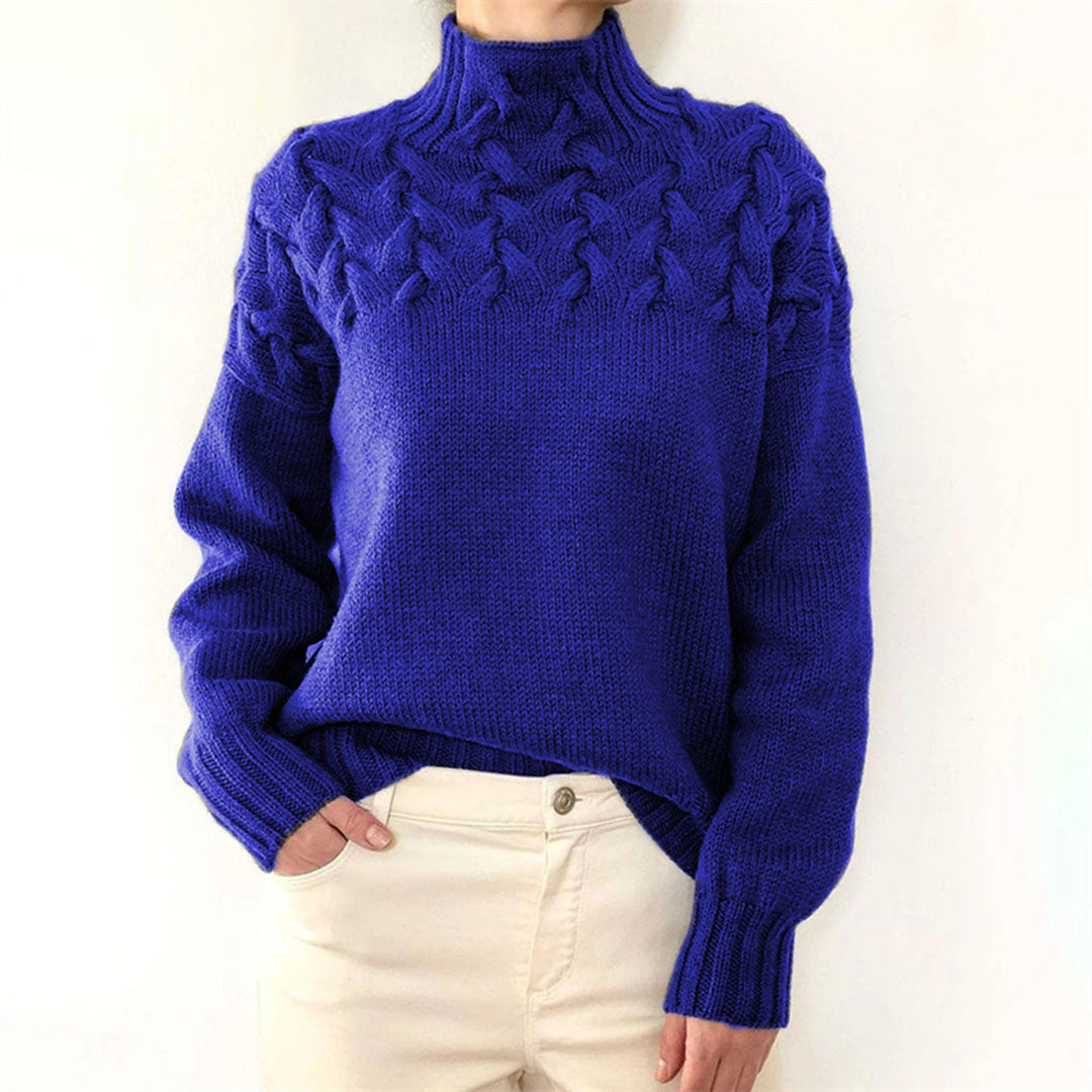 Women's Textured Knitted Jumper | Funnel Collar