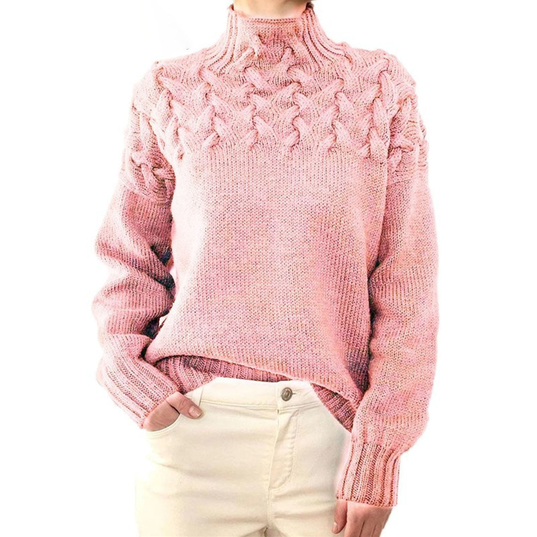 Women's Textured Knitted Jumper | Funnel Collar