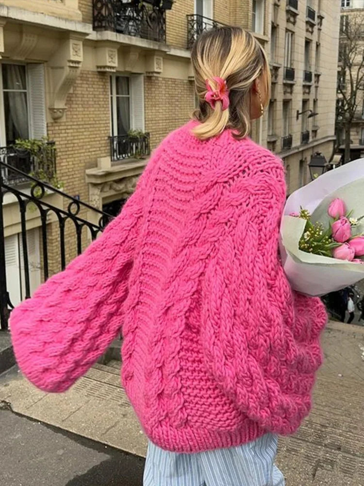 Women's Stylish Knitted Jumper | Oversized Design with Balloon Sleeves