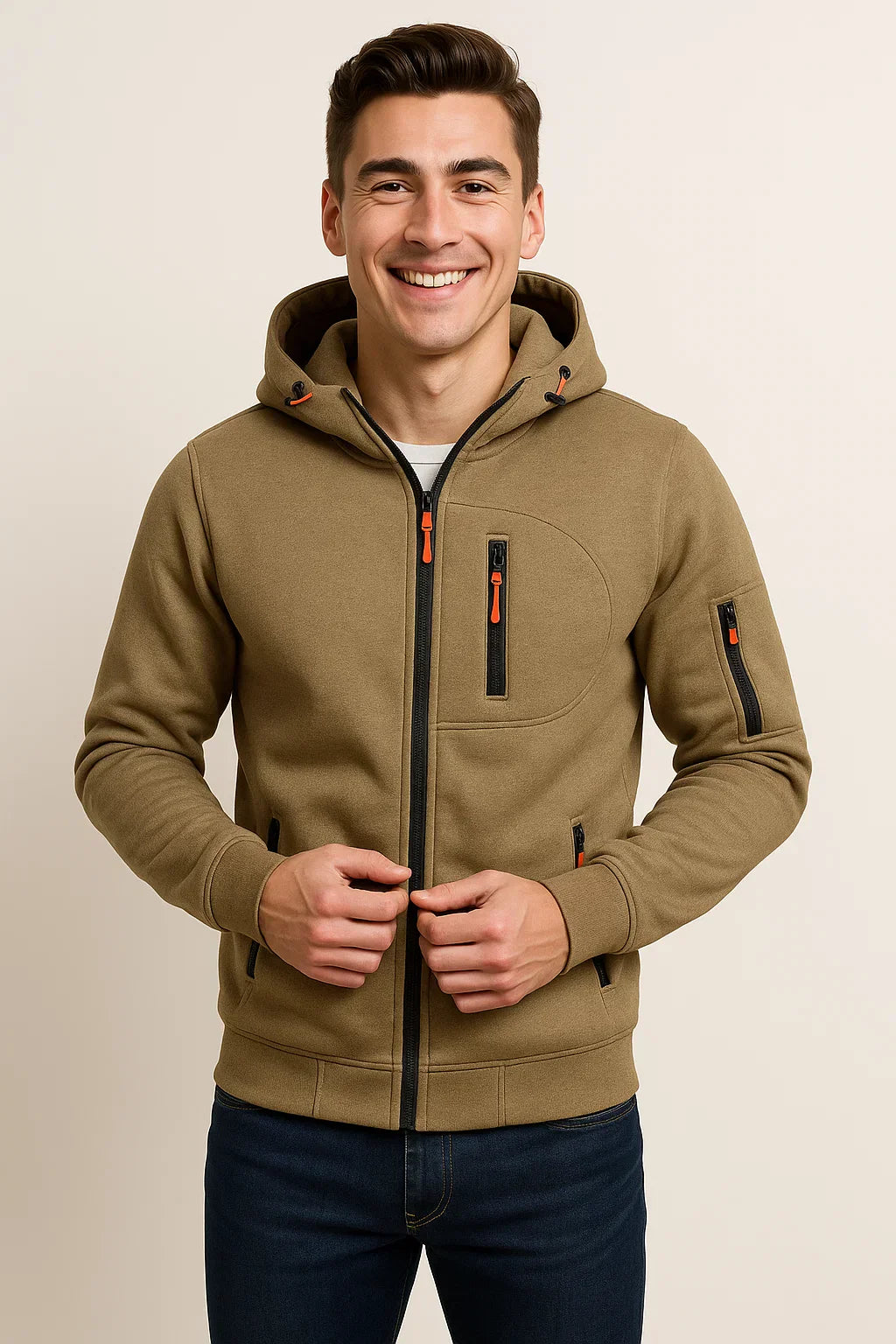 Men's Stylish Zip Hoodie | Functional Design