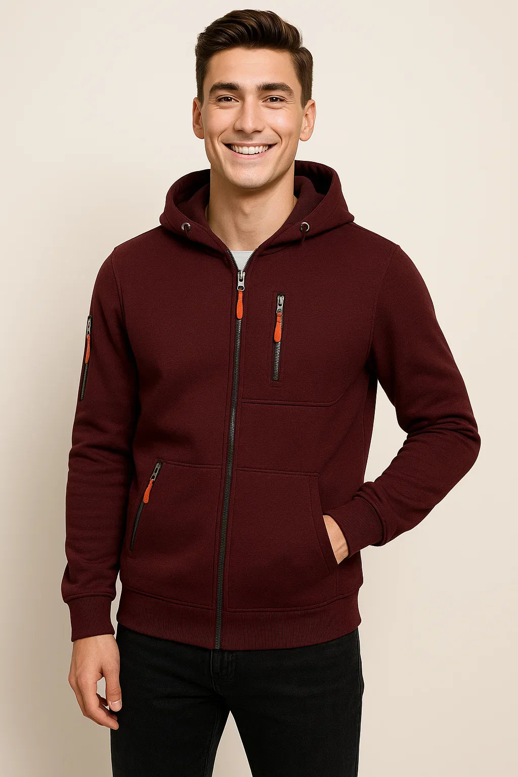 Men's Stylish Zip Hoodie | Functional Design