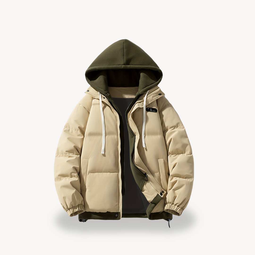 Men’s Stylish Oversized Puffer Jacket with Hoodie | Cozy