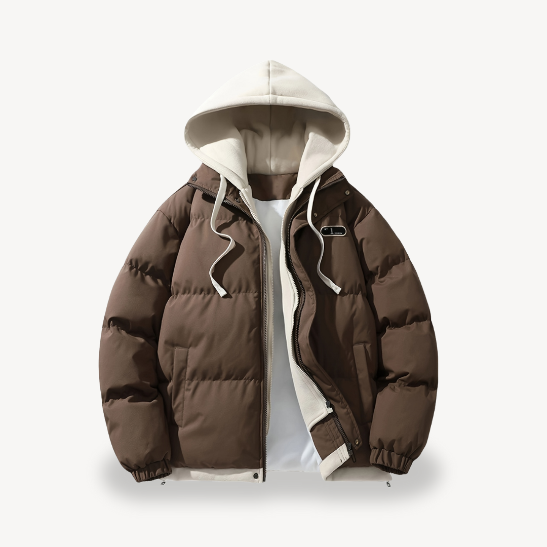Men’s Stylish Oversized Puffer Jacket with Hoodie | Cozy