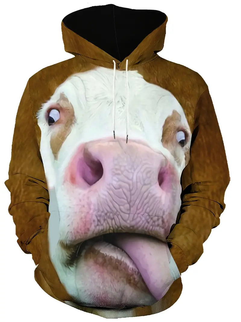 Men’s Casual Hoodies | Cow Print Design