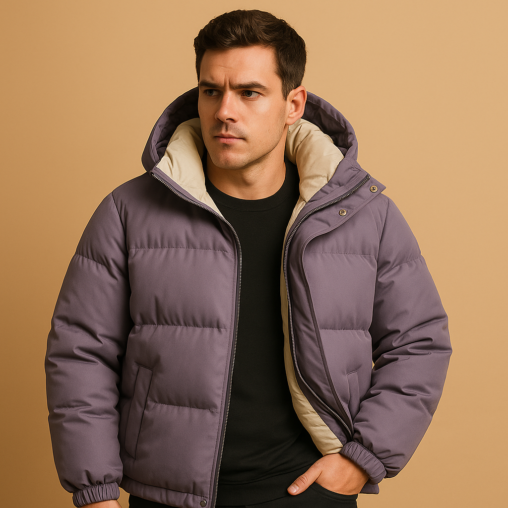 Men’s Puffer Jacket with Hood | Stylish Winter Coat