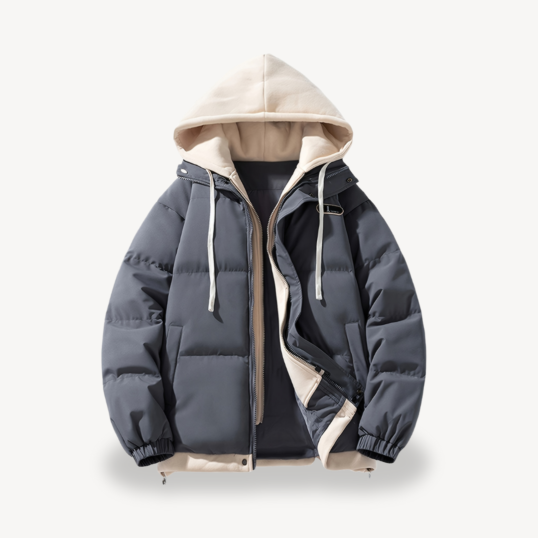 Men’s Stylish Oversized Puffer Jacket with Hoodie | Cozy