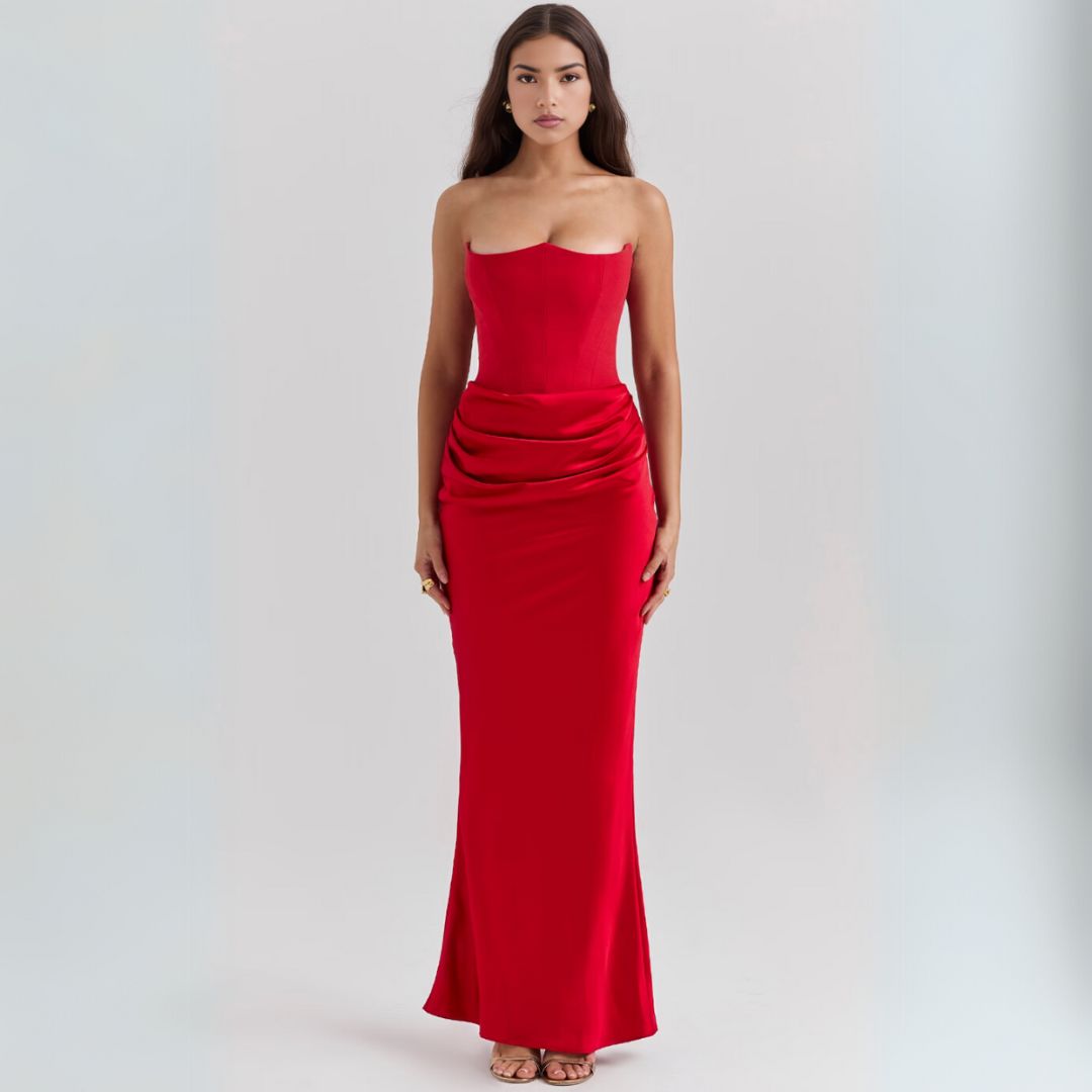 Women’s Strapless Maxi Wedding Guest Dress | Chic
