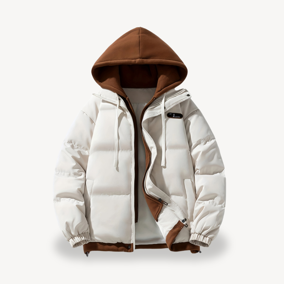 Men’s Stylish Oversized Puffer Jacket with Hoodie | Cozy